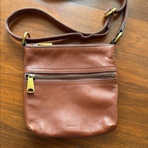Fossil Brown Leather Crossbody Bag